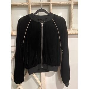 Rehab size small black velour bomber jacket
